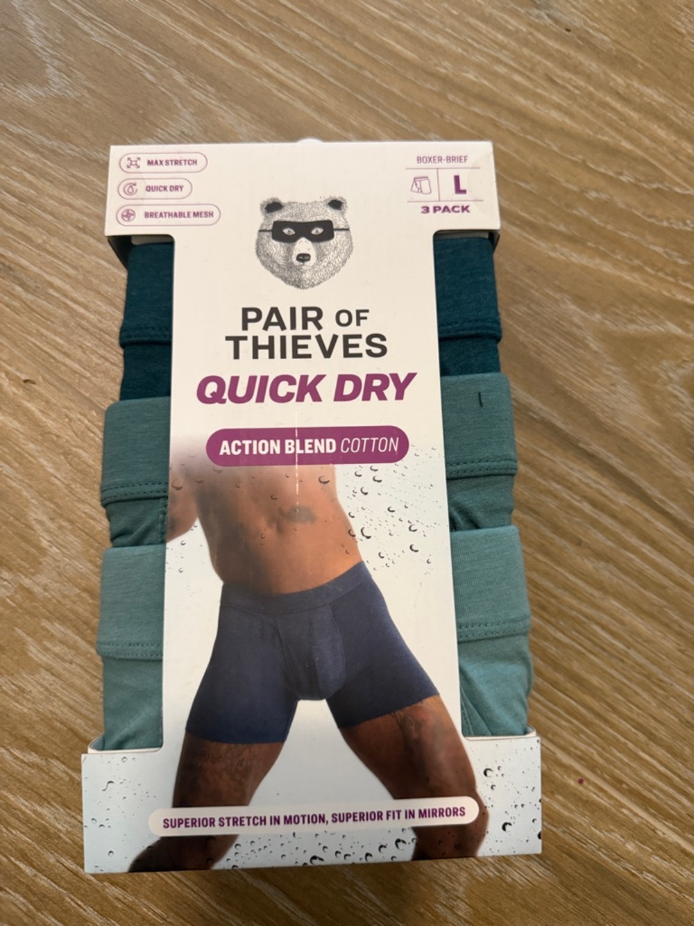 Pair of Thieves Quick Dry Men’s Boxer Briefs - Teal 3-Pack